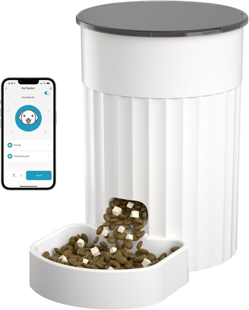 Automatic Cat Feeder 3L, 2.4G  Auto Pet Food Dispenser for Cats and Small Dogs, Timed Cat Feeder Programmable Portion Size with  Control &  1-10 Meals Per Day (White)