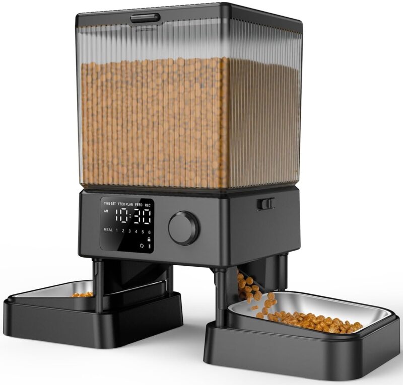Automatic Cat Feeder for 2 Cats, 20 Cups/5L Automatic Cat Food Dispenser for Small Pets Indoor, Timed Cat Feeder for Dry Food