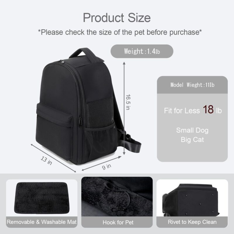 Cat Backpack Carrier, Fit for Small Dog, Less Than 18 Ib Pets - Image 2