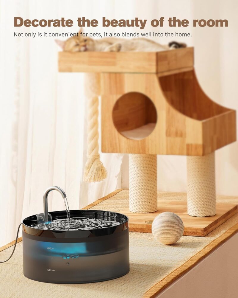 Cat Water Fountain: 108oz/3.2L Cat Fountain Super Silent Pet Water Fountain - Water Fountains for Cats Indoor - Faucet Cat Fountain - Quiet Water Pump - Suitable for Cats and Dogs - - Image 2