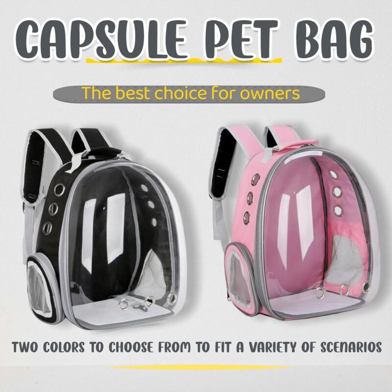 Cat Backpack Bubble, Cats and Dogs Pet Carrier Hard, Suitable for Cats Traveling Cat Bag Carrier, Transparent Outdoor Waterproof Spacecraft Pet Backpack Carrier(Pink) - Image 2