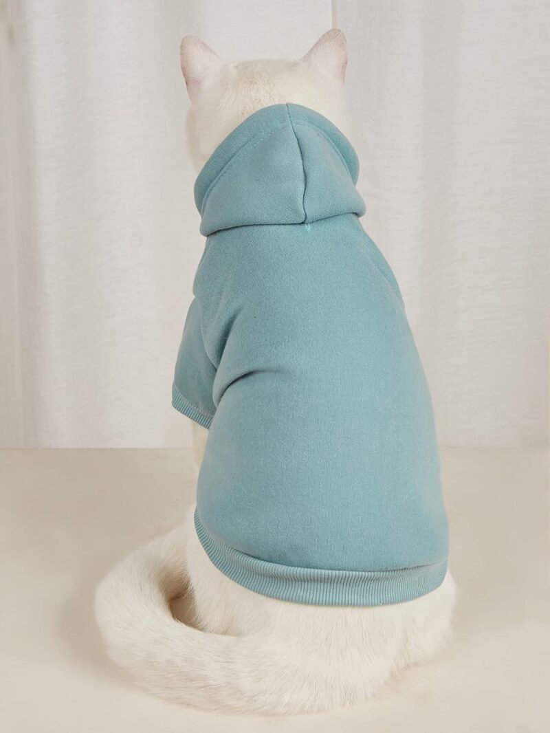 Basic Dog Hoodie, Dog Warm Jacket, Cat Apparel, Dog Shirt, Dog Clothes for Puppy Kitten Small Medium Dogs Cats Cadet Blue S - Image 2
