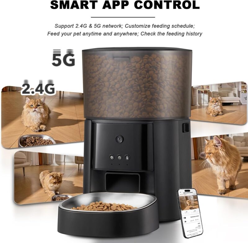 Automatic Cat Feeder with Camera & Voice Interaction, / Control, 4L Dry Food Dispenser for Cats & Dogs with Freshness Preservation, Custom Feeding Times & Portions, Dual Power - Image 2