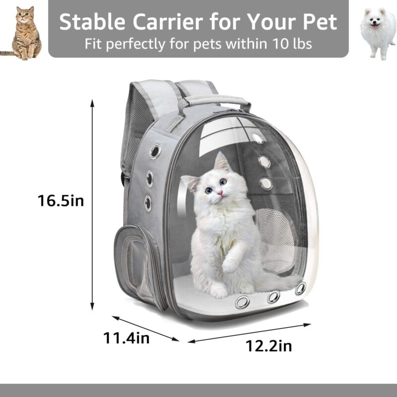 Bubble Carrying Bag for Small Medium dogs Cats, Space Capsule Pet Hiking backpack, Airline roved Travel carrier - Grey - Image 2