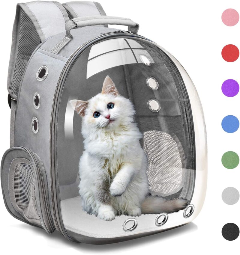 Bubble Carrying Bag for Small Medium dogs Cats, Space Capsule Pet Hiking backpack, Airline roved Travel carrier - Grey