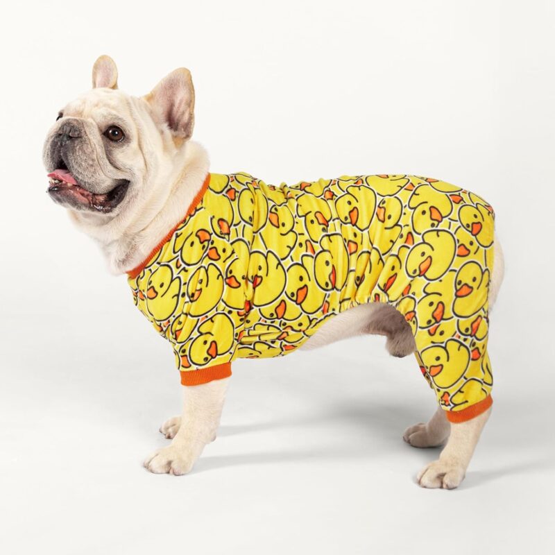 Funny Duck Dog Pajamas, Dog Winter Clothes for Small Dogs Girl, Lightweight Velvet Pet Jumpsuit, Cat Onesie, Yellow, Medium - Image 2