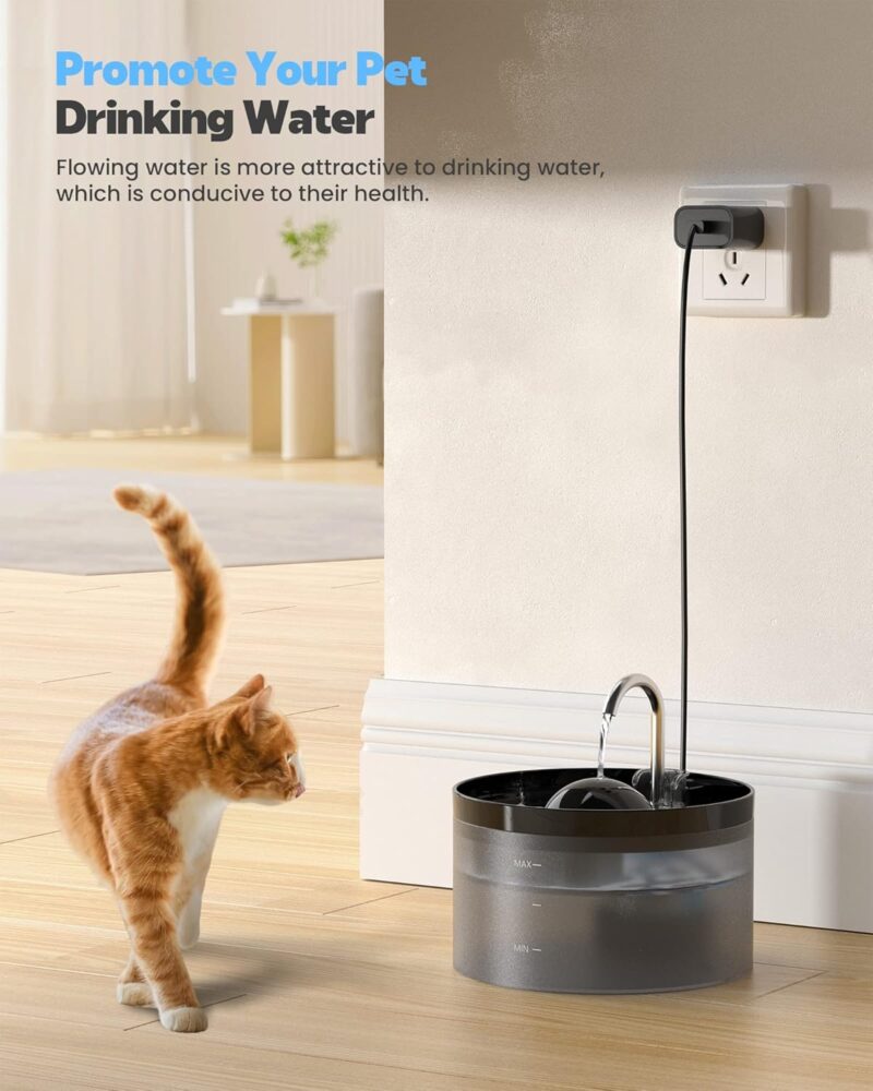 108oZ Cat Water Fountain, Pet Waterer Fountain with Ultra Silent Pump, Activated Carbon Filter Keep Water Fresh, Faucet Design, Anti Sputtering, Suit for All Kinds of Cat - Image 2