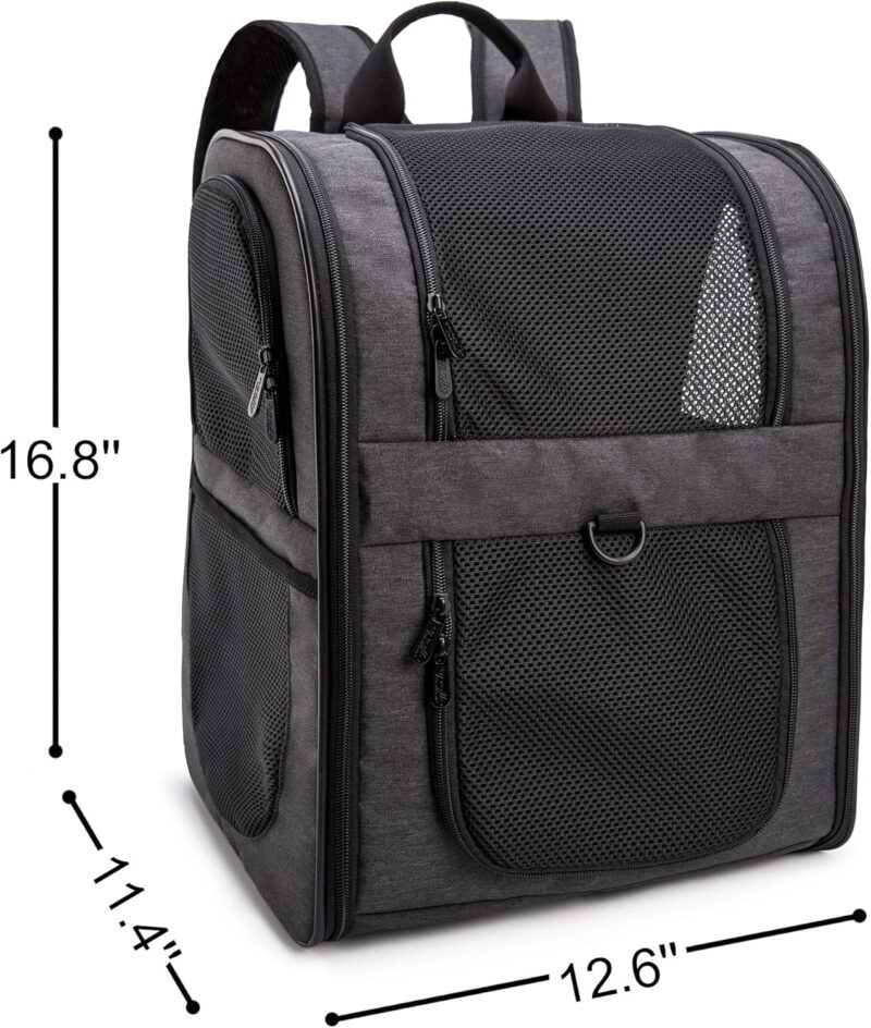 Pet Carrier Backpack for Large/Small Cats and Dogs, Puppies, Safety Features and Cushion Back Support for Travel, Hiking, Outdoor Use (Black) - Image 2